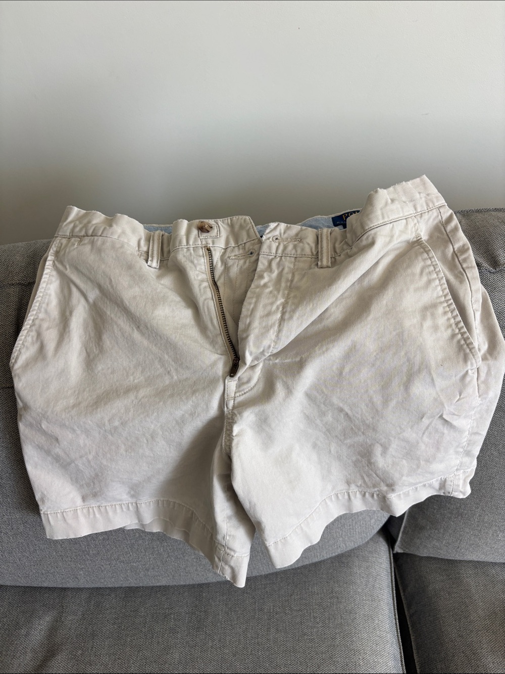 Polo by Ralph Lauren Men's Cream Flat-Front Cotton Shorts